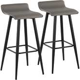 Ale 29" Bar Stool in Grey Leatherette & Black Steel (Set of 2)